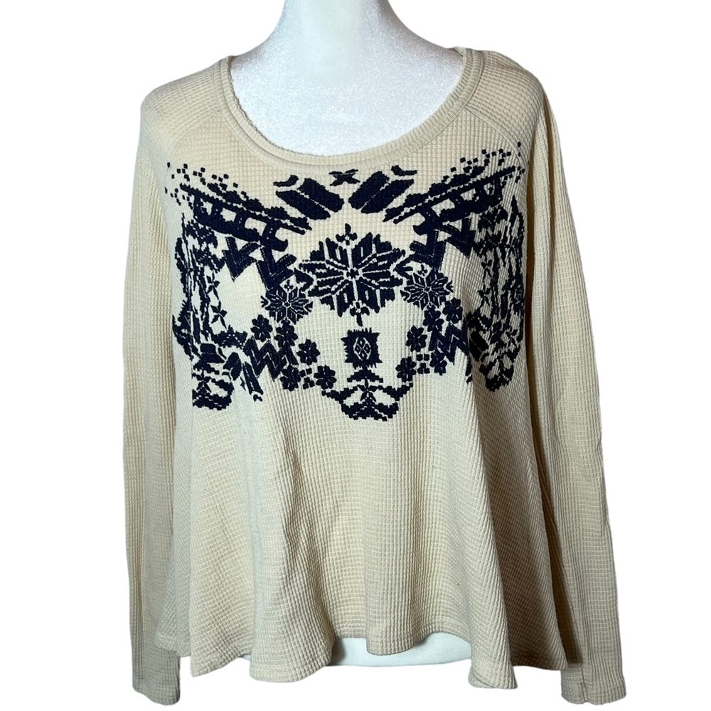 Free People “We the Free Love Bug” Patterned Thermal Top • XS
